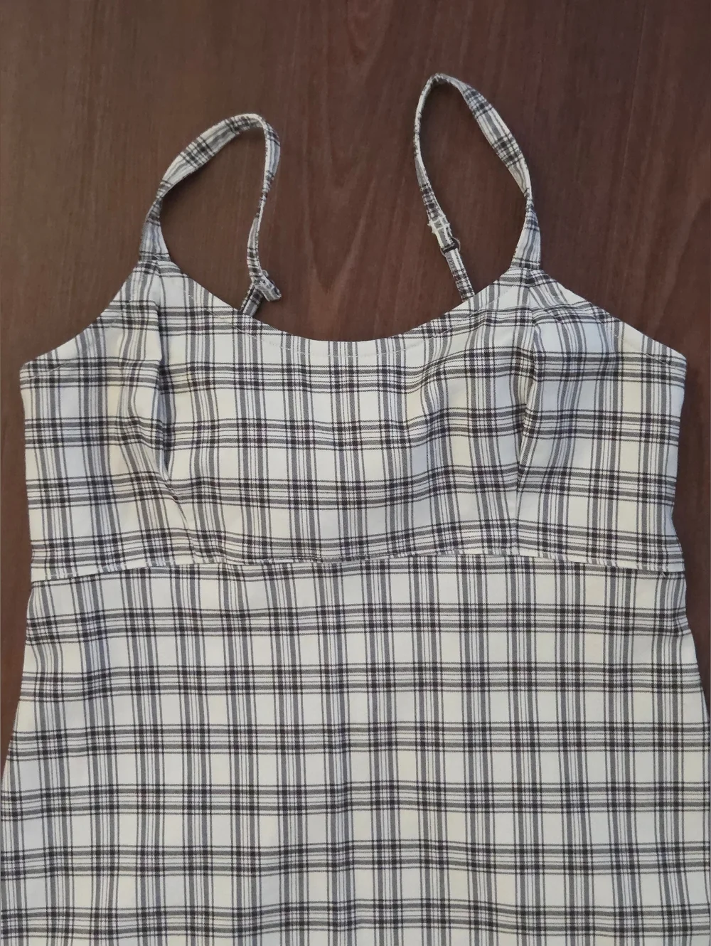 Hollister White and Black Plaid Mini Spaghetti Strap Dress - Picture 3 of 10